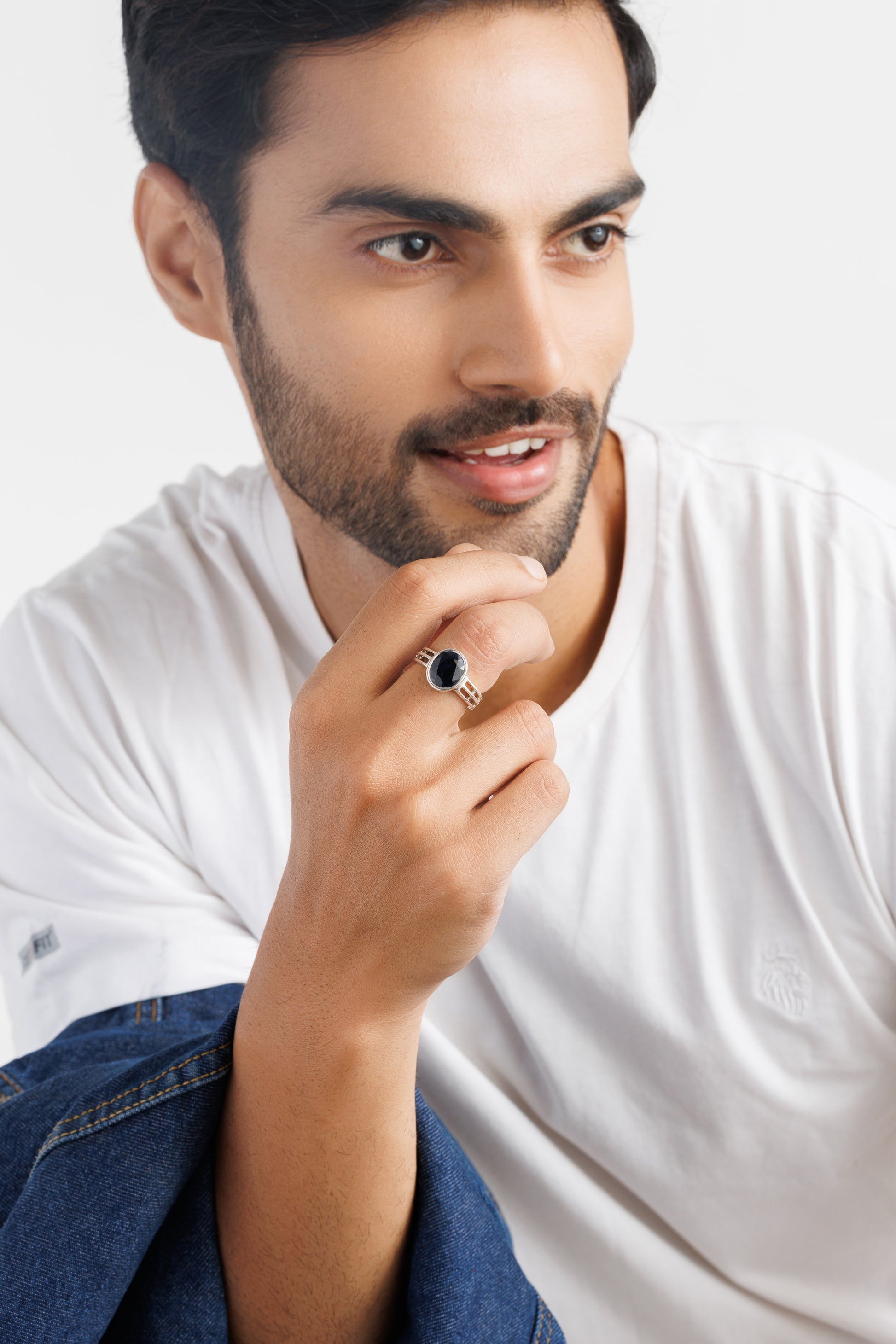 Blue Sapphire (Neelam) Gemstone Ring – 925 Silver - 1142B - Myra