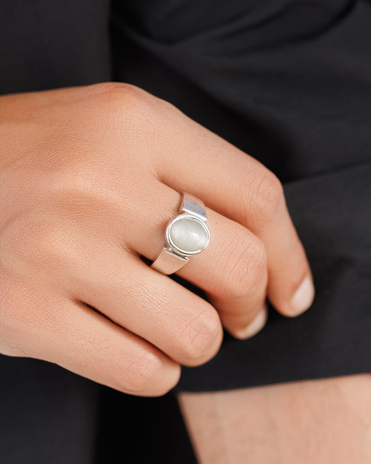 Heirloom Cat’s Eye (Lehsunia) Ring in 925 Sterling Silver - Shakti