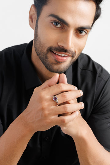 Amethyst (Jamunia) Ring – 925 Silver Crafted - #1148B Re - Myra