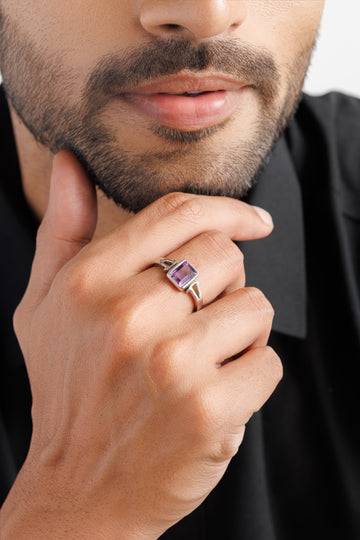 Amethyst (Jamunia) Ring – 925 Silver Crafted - #1148B Re - Myra