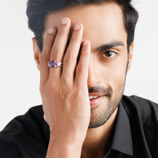 Classic Amethyst (Jamunia) Ring – 925 Silver - #1210N4 - Myra