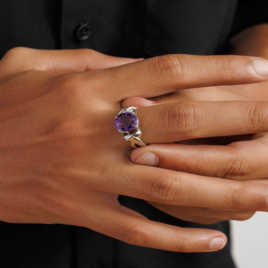 Classic Amethyst (Jamunia) Ring – 925 Silver - #1210N4 - Myra