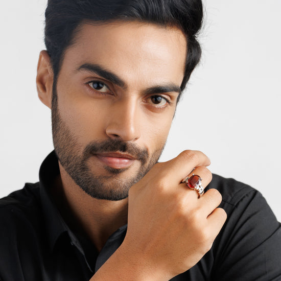 Classic Garnet (Gomed) Ring – 925 Silver - #1199N4 - Myra