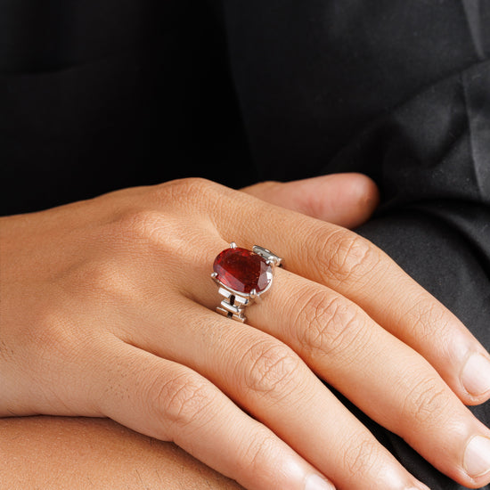 Classic Garnet (Gomed) Ring – 925 Silver - #1199N4 - Myra