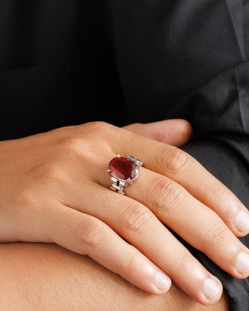 Genuine Gomed Gemstone Ring in Silver from Myra Gems