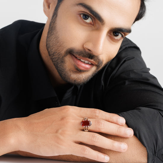 Royal Garnet (Gomed) Ring – 925 Silver - #1237N6 - Myra
