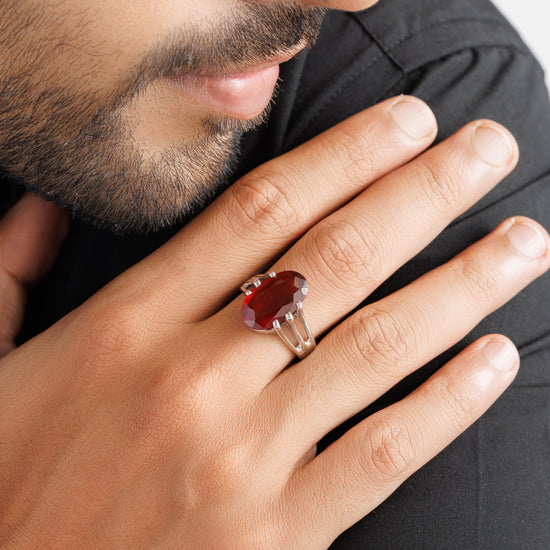 Royal Garnet (Gomed) Ring – 925 Silver - #1237N6 - Myra