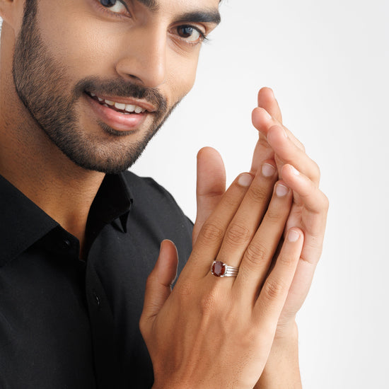 Essential Garnet (Gomed) Ring – 925 Silver - #1228N4 - Myra