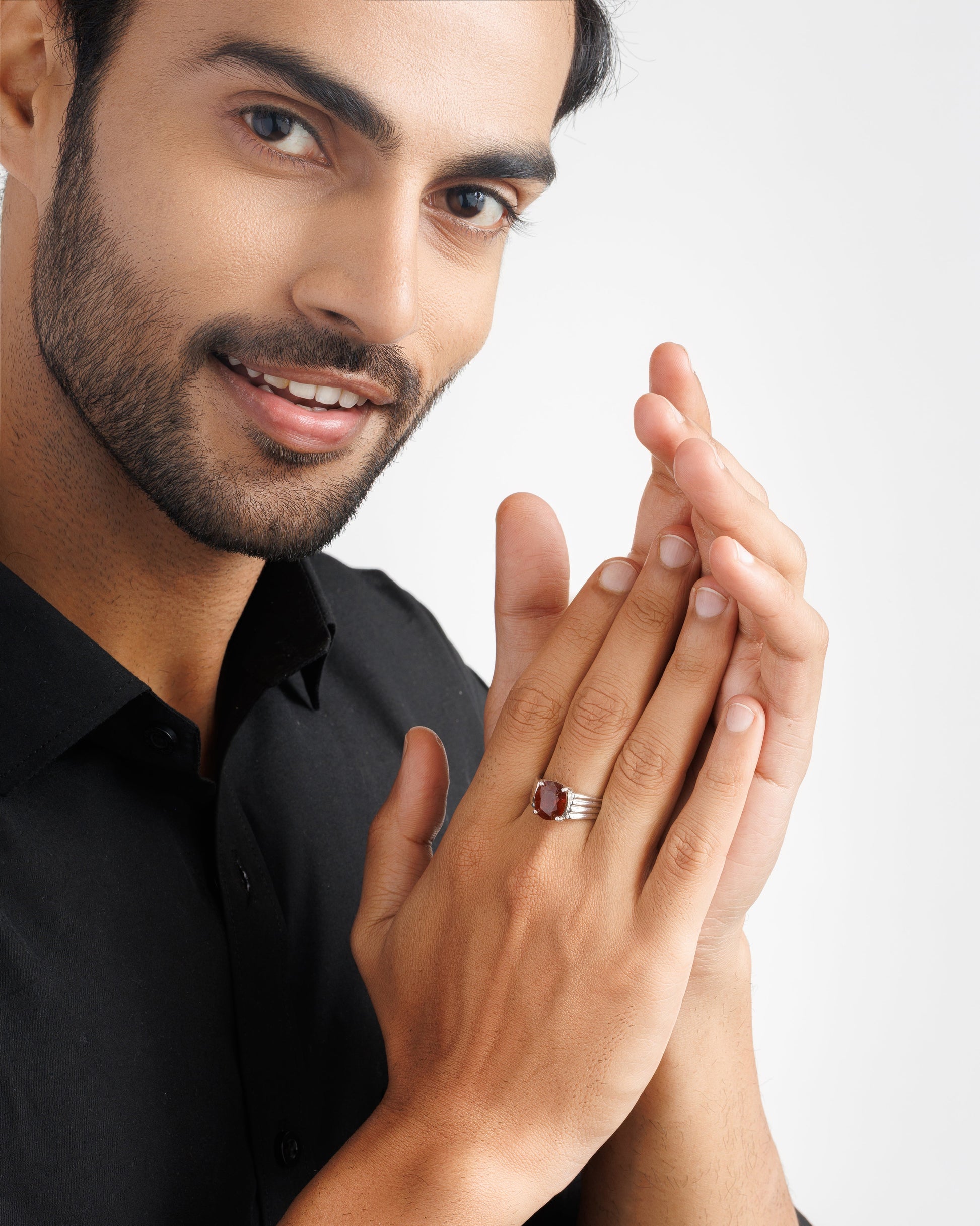 Essential Garnet (Gomed) Ring – 925 Silver - #1228N4 - Myra