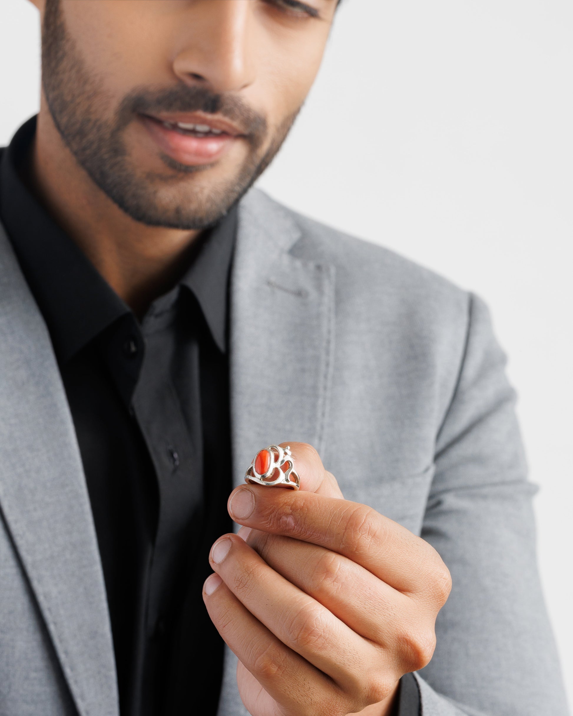 Rich-Hue Coral (Moonga) Ring – 925 Silver - #1284 Ov - Myra