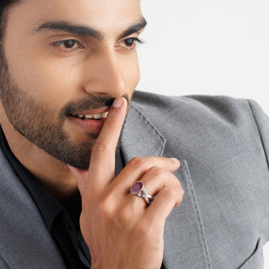 Ruby (Manik) Ring – 925 Silver Crafted - #1104B - Myra