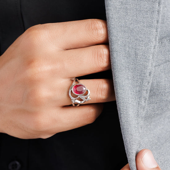 Pure Energy Ruby (Manik) Ring – 925 Silver - #1284B - Myra