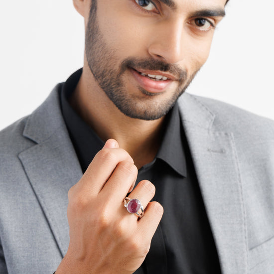 Elegant Ruby (Manik) Ring – 925 Silver - #1182B - Myra