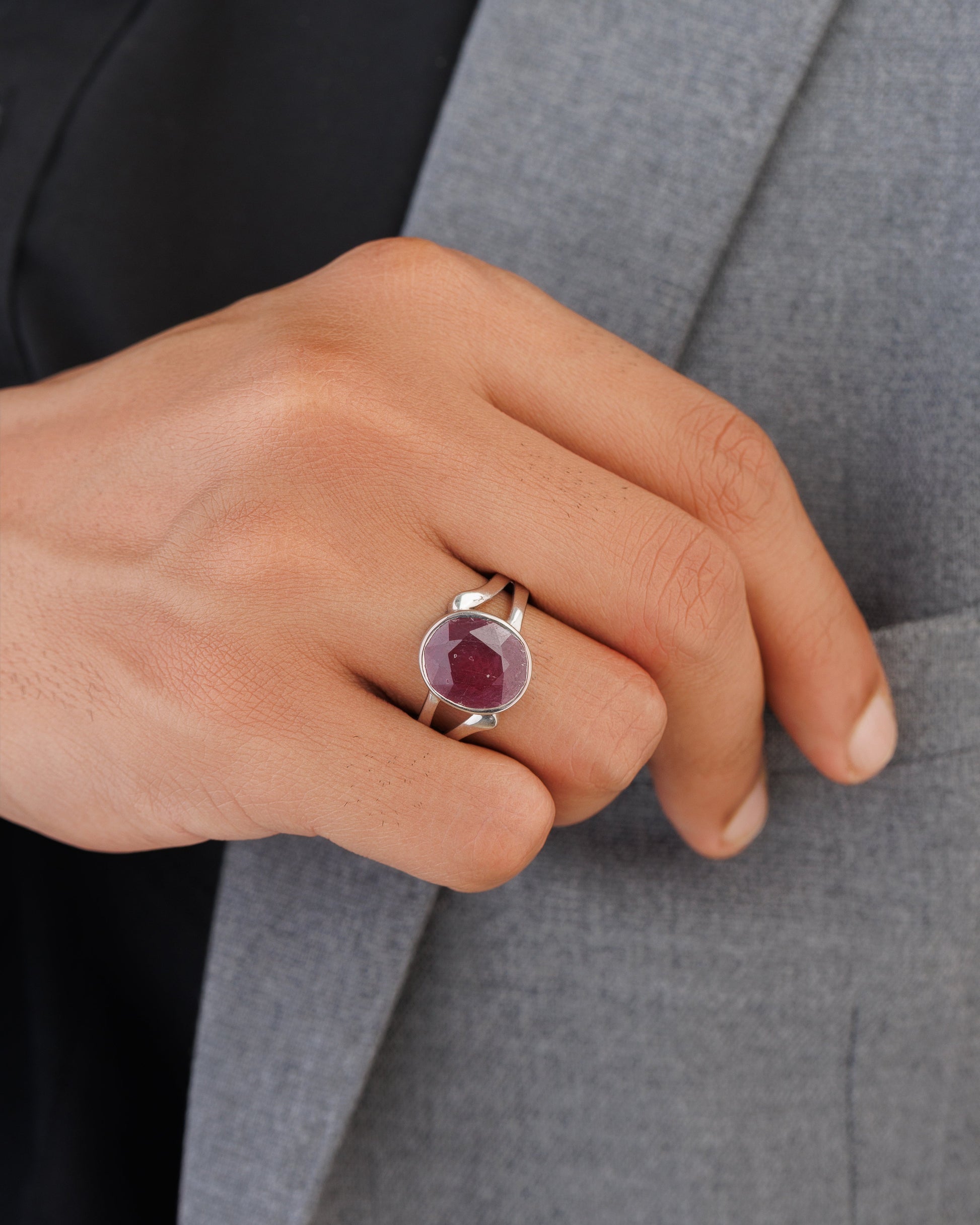 Elegant Ruby (Manik) Ring – 925 Silver - #1182B - Myra