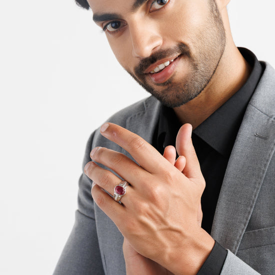 Deep Red Ruby (Manik) Ring – 925 Silver - #1236B - Myra