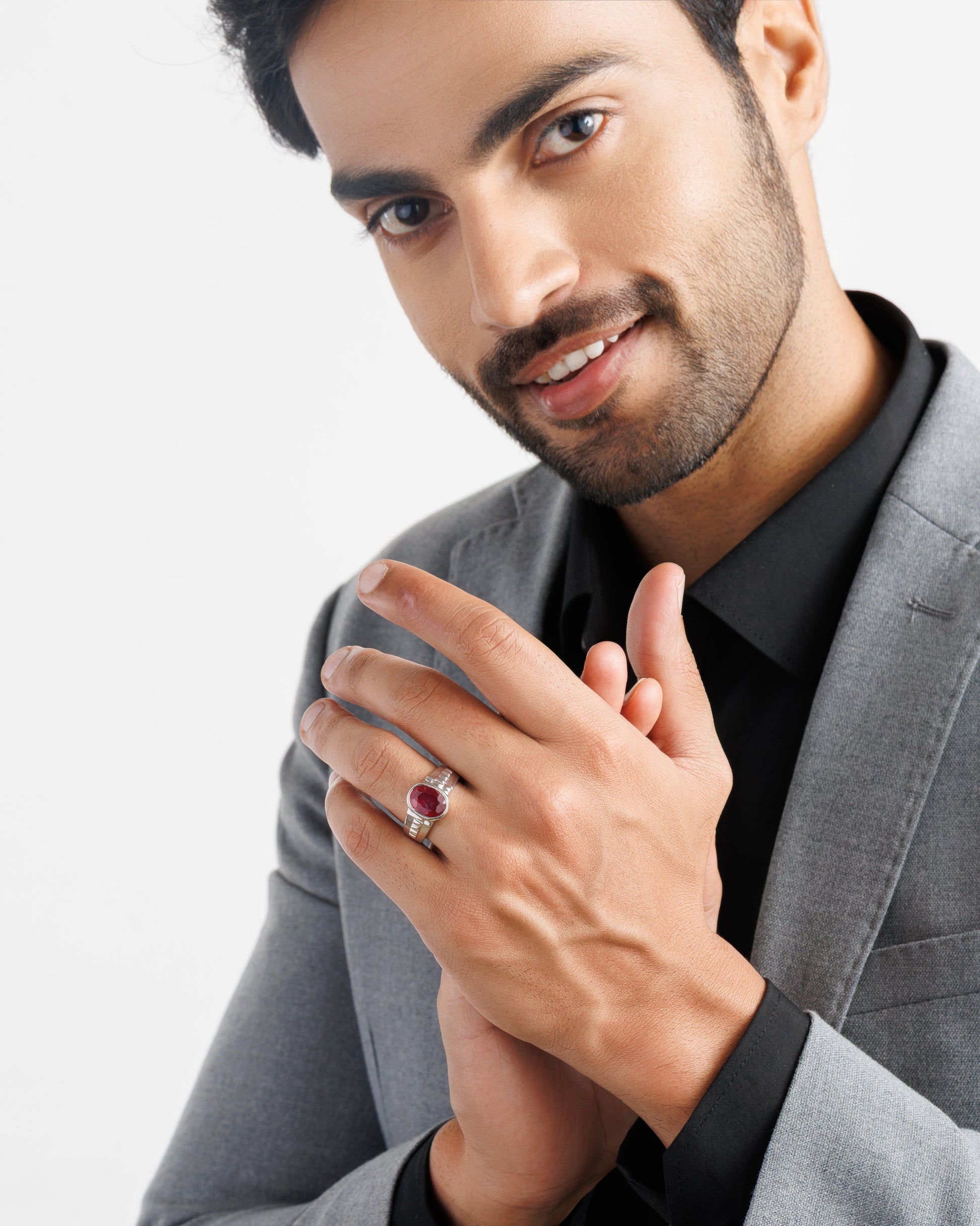 Deep Red Ruby (Manik) Ring – 925 Silver - #1236B - Myra