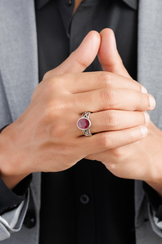 Supreme Ruby (Manik) Ring in 925 Sterling Silver - Shakti