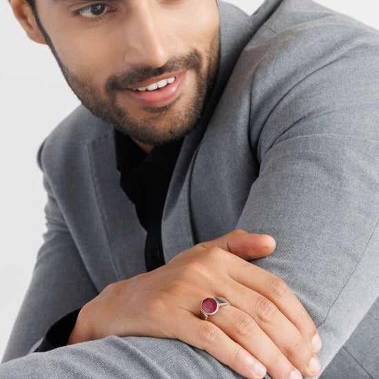 Statement Ruby (Manik) Ring – 925 Silver - #1224B - Myra