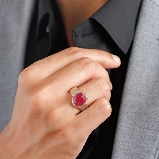 Men red ruby ring