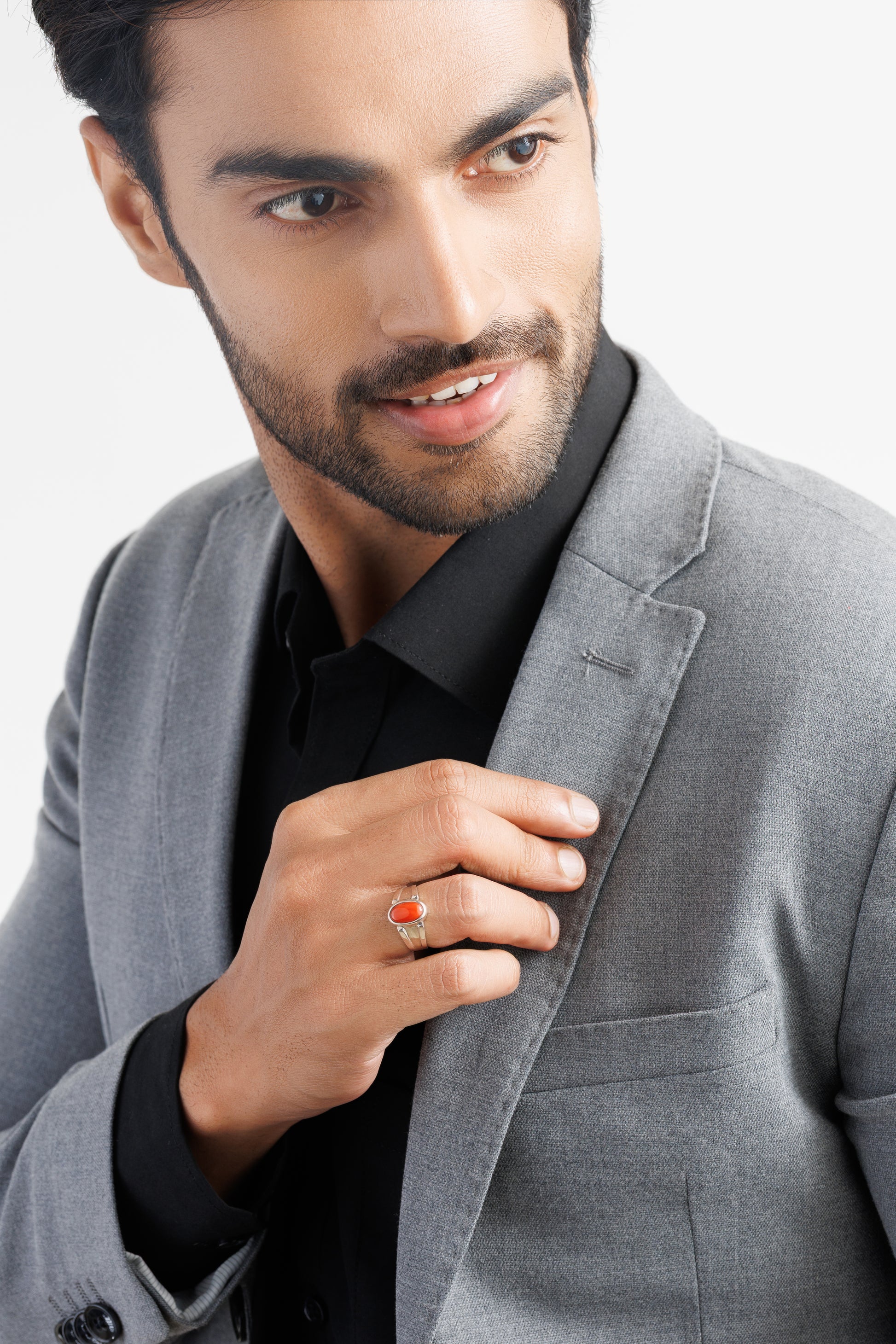 925 Silver Coral (Moonga) Ring - #1111 Ov - Myra