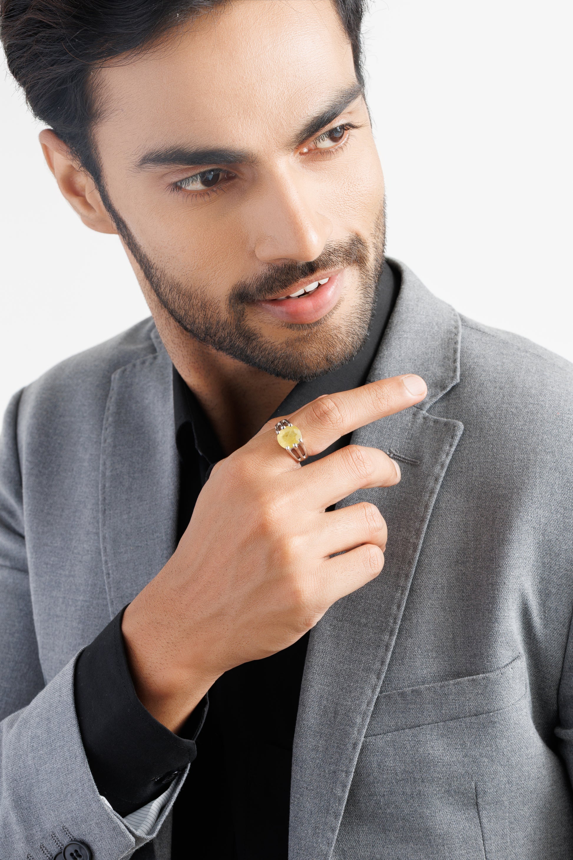 Bold Yellow Sapphire (Pukhraj) Ring – 925 Silver - #1237N6 - Myra