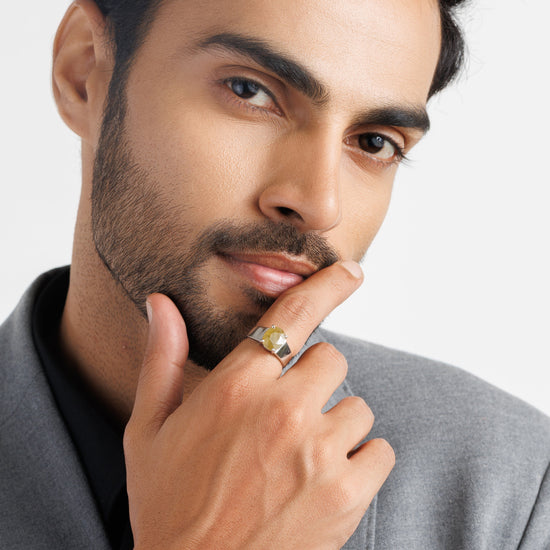 Natural Yellow Sapphire (Pukhraj) Ring in Sterling Silver – #1224N4 - Myra