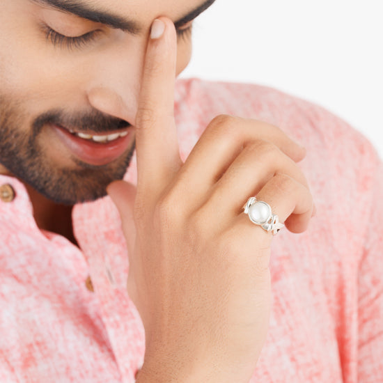 Deep-Gloss Pearl (Moti) Ring – 925 Silver - #1210 R - Myra