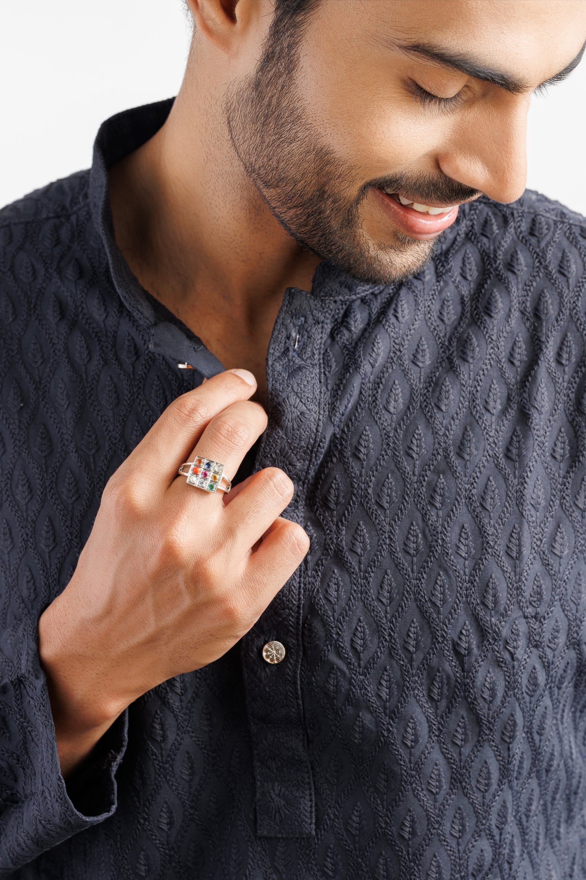 Classic Navratna (Navgrah) Ring – 925 Silver - 1150 - Myra