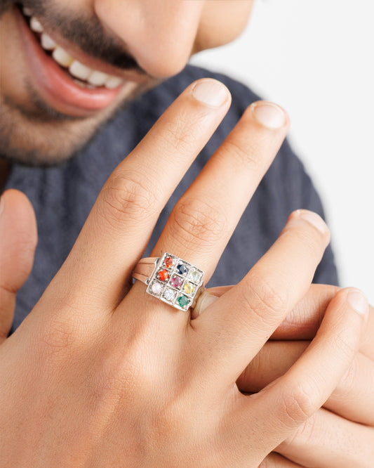 Navratna (Navgrah) Ring â€“ 925 Silver Minimalist - 1111 - Myra