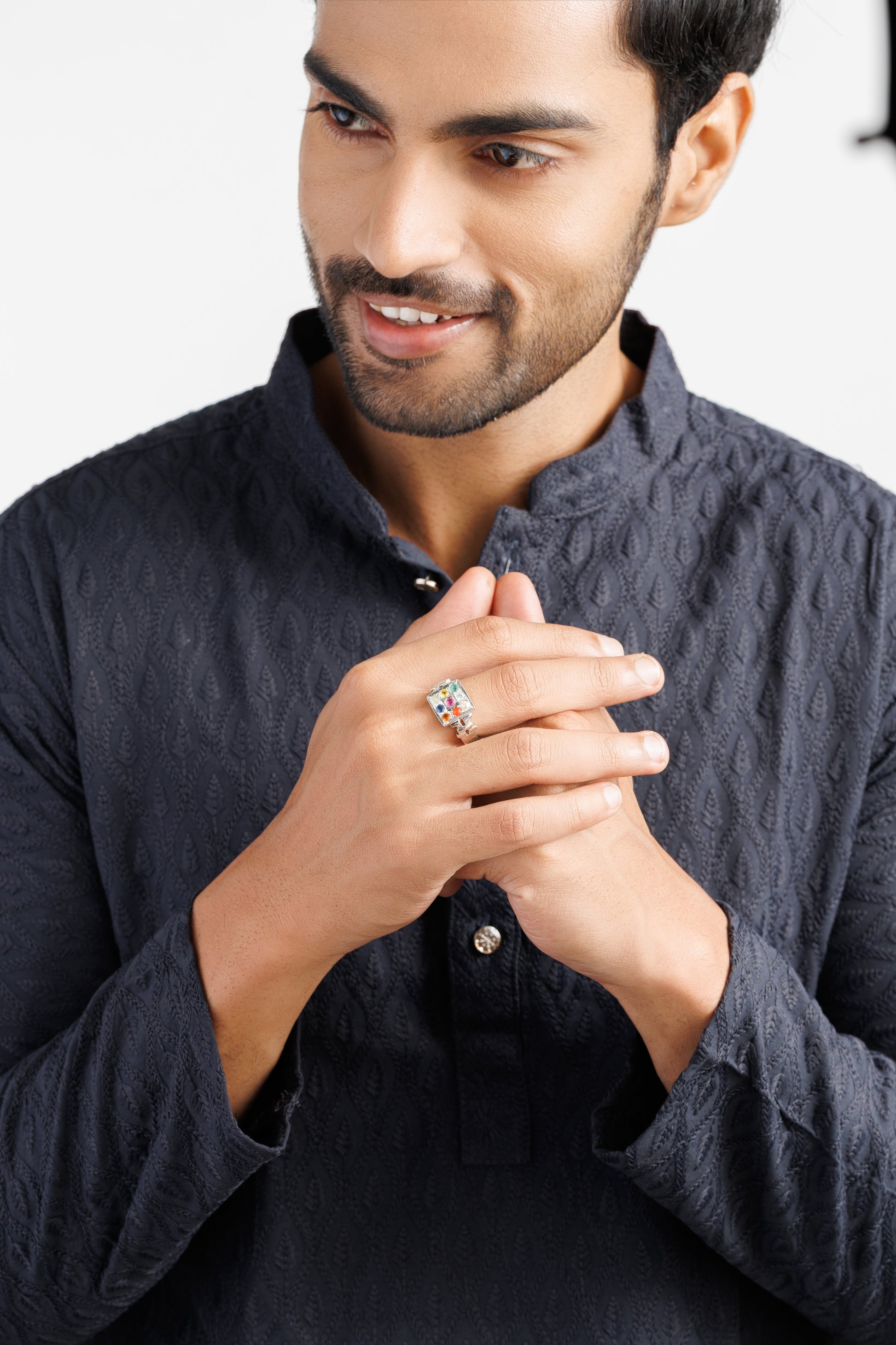 925 Silver Navratna (Navgrah) Ring - 1199 - Myra