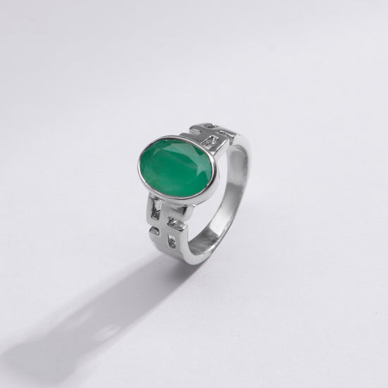 Genuine Emerald (Panna) Ring in 925 Silver – #1283B - Myra