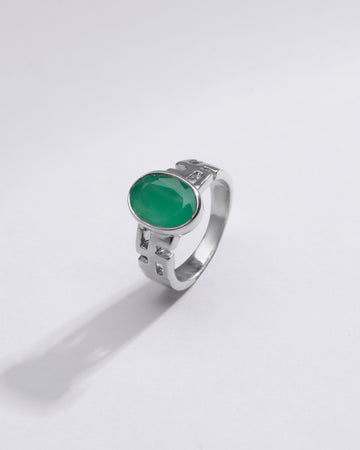 Genuine Emerald (Panna) Ring in 925 Silver – #1283B - Myra