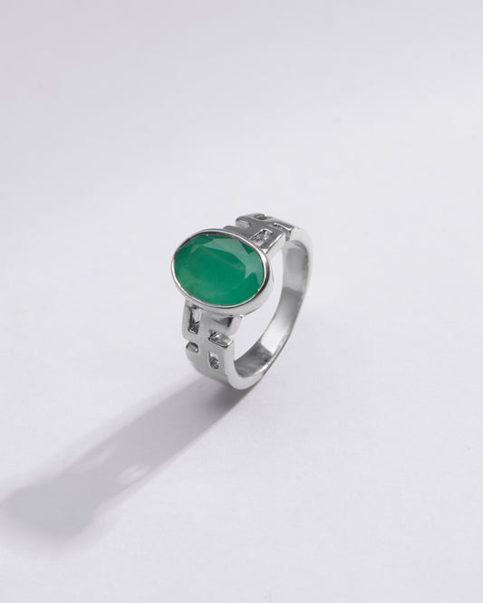 Genuine Emerald (Panna) Ring in 925 Silver â€“ #1283B - Myra