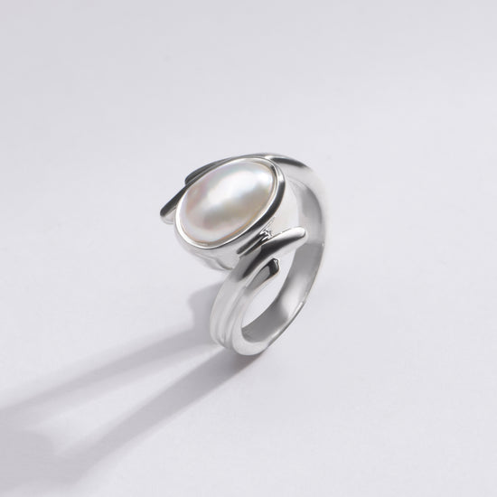 Natural Pearl (Moti) Ring in 925 Silver - #1103 U - Myra
