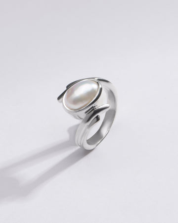 Natural Pearl (Moti) Ring in 925 Silver - #1103 U - Myra