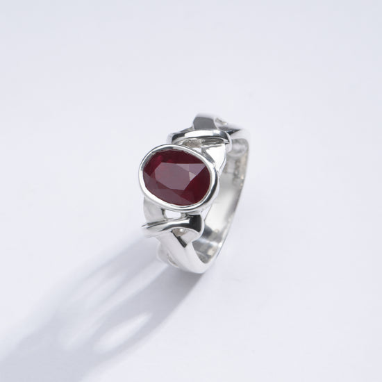 Classic Ruby (Manik) Ring in 925 Silver - #1210B - Myra