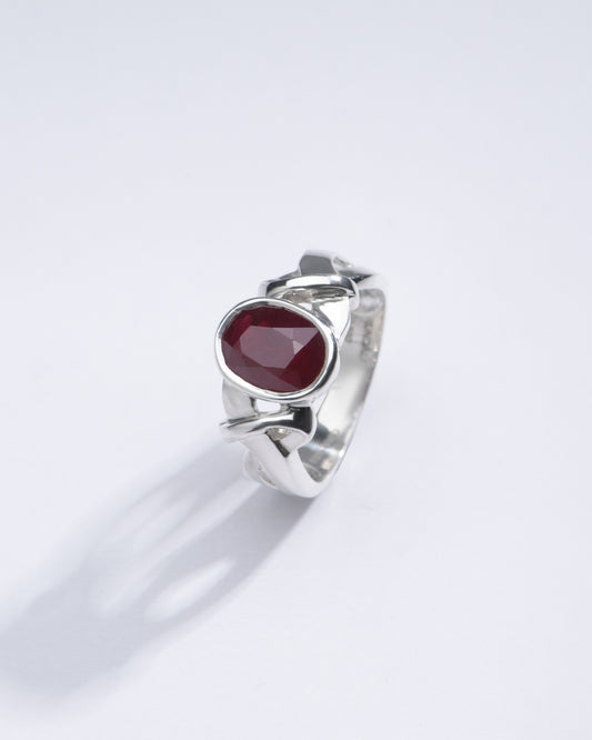 Classic Ruby (Manik) Ring in 925 Silver - #1210B - Myra