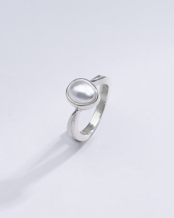 Certified Pearl Moti Ring in 925 Silver from Myra Gems