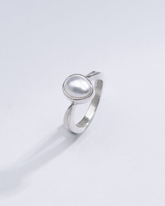 Natural Pearl (Moti) Ring in 925 Silver - #1201 U - Myra