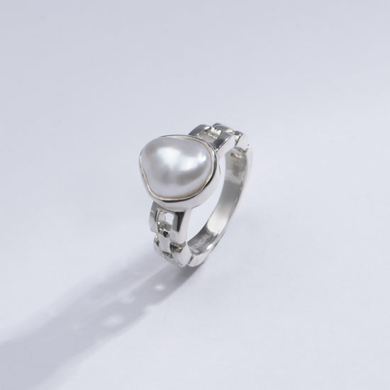 Radiant Pearl (Moti) Ring in 925 Silver - #1245 U - Myra