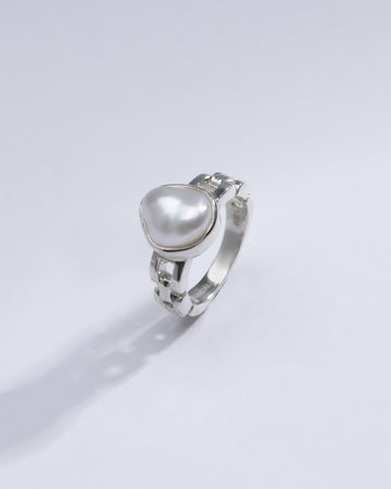 Radiant Pearl (Moti) Ring in 925 Silver - #1245 U - Myra