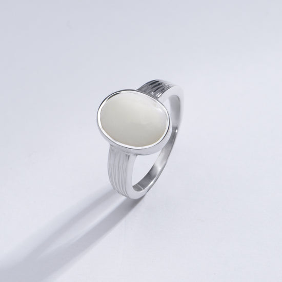 Radiant Opal (Doodhiya) Gemstone Ring in Sterling Silver – #1225B - Myra