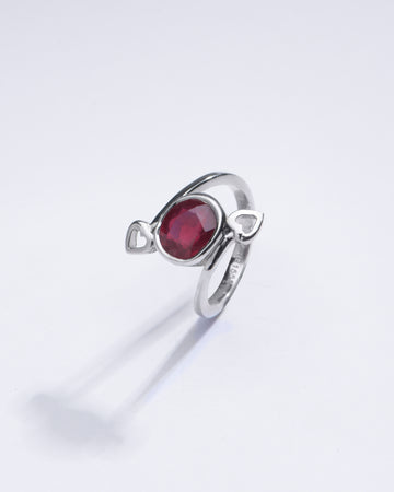Authentic Ruby (Manik) Ring in Sterling Silver - #1273B - Myra