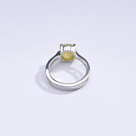 Genuine Yellow Sapphire (Pukhraj) Ring in 925 Silver – Crafted for Prosperity #1281N4 - Myra