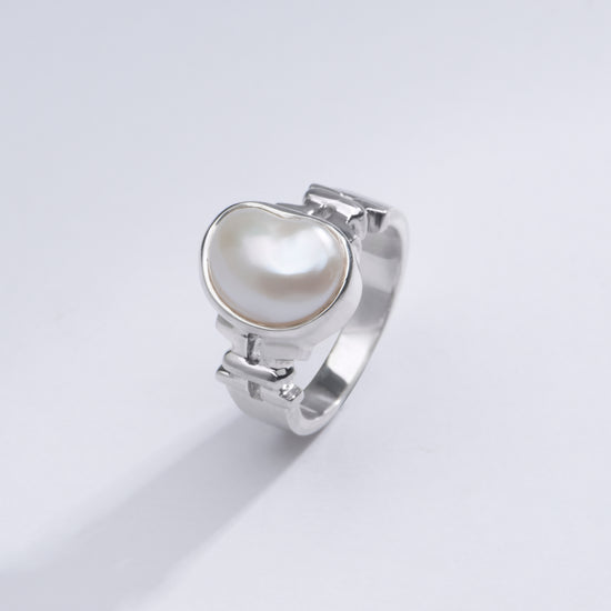Elegant Pearl (Moti) Gemstone Ring in 925 Sterling Silver - #1199 U - Myra