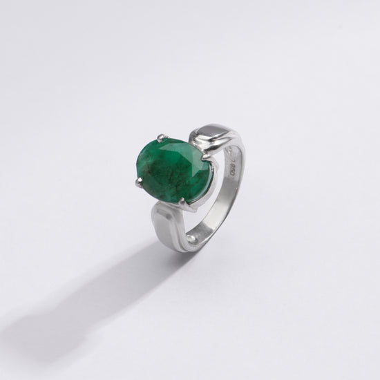 Classic Emerald (Panna) Ring in Sterling Silver – #1101N4 - Myra