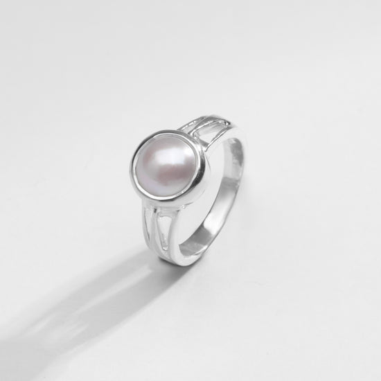 Radiant Pearl (Moti) Gemstone Ring in 925 Silver - #1242 R - Myra