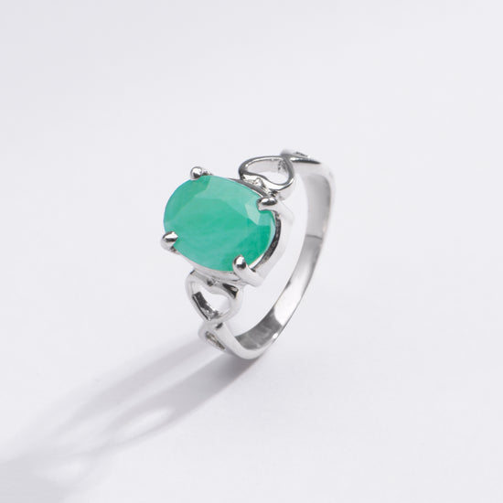 Classic Emerald (Panna) Gemstone Ring in 925 Silver – #1220N4 - Myra