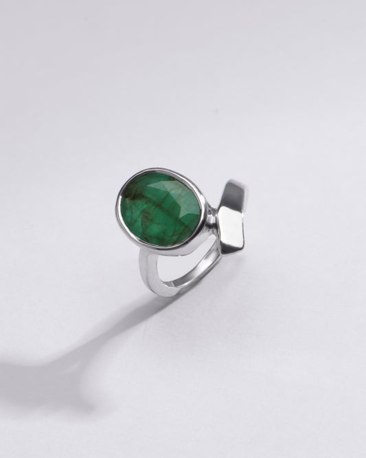 Genuine Emerald (Panna) Ring in Sterling Silver â€“ #1202B - Myra