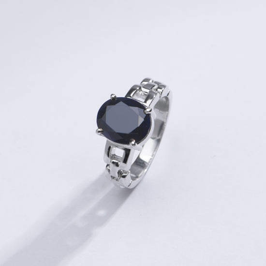 Natural Blue Sapphire (Neelam) Ring in Sterling Silver – #1245N4 - Myra